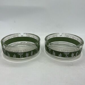 2 Jeanette Greek Sage Green Hellenic Mid Century Modern Ash Trays